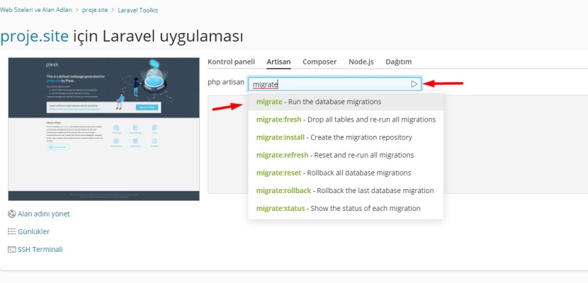 Laravel Artisan Migrate