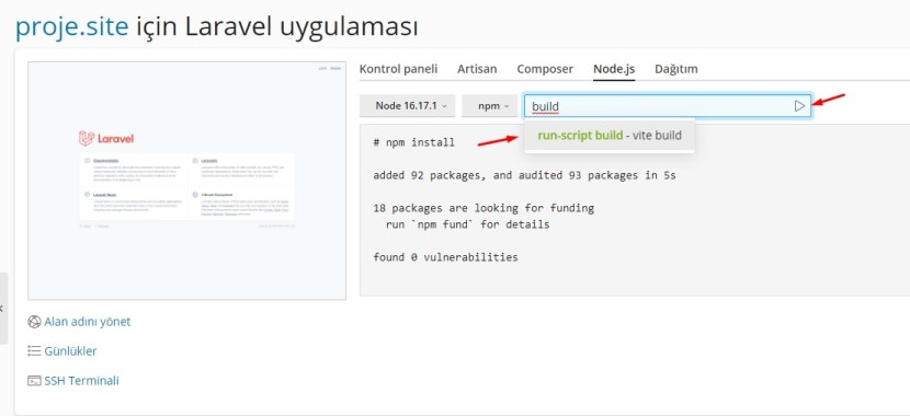 Laravel Npm Build Komutu Vite