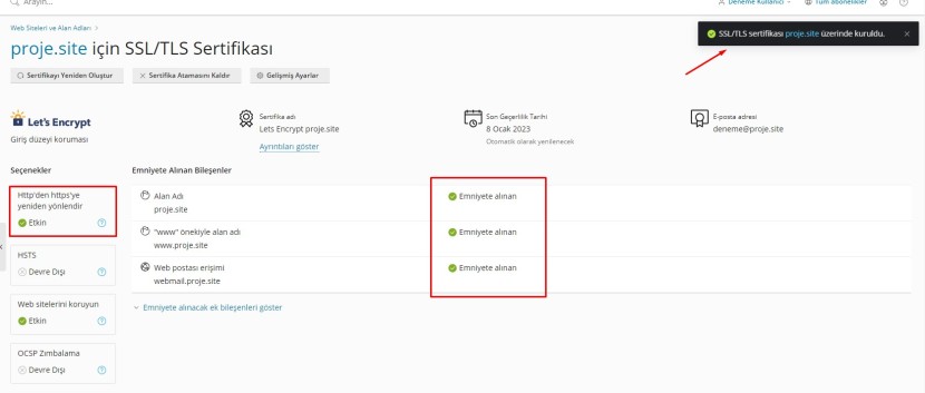 SSL Sertifikası Onaylandı